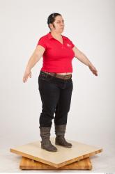 Whole Body Woman White Casual Overweight Wrinkles Female Studio Poses